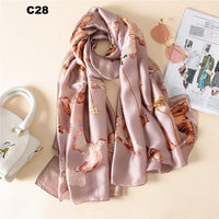 Digital Print Silk Scarf Women Florals Wraps Shawls and Scarf 180cm*90cm
