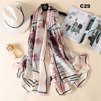 Digital Print Silk Scarf Women Florals Wraps Shawls and Scarf 180cm*90cm