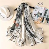 Digital Print Silk Scarf Women Florals Wraps Shawls and Scarf 180cm*90cm