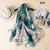 Digital Print Silk Scarf Women Florals Wraps Shawls and Scarf 180cm*90cm