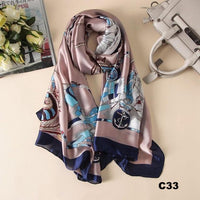 Digital Print Silk Scarf Women Florals Wraps Shawls and Scarf 180cm*90cm