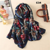 Digital Print Silk Scarf Women Florals Wraps Shawls and Scarf 180cm*90cm