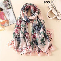 Digital Print Silk Scarf Women Florals Wraps Shawls and Scarf 180cm*90cm