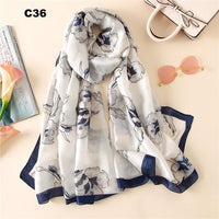 Digital Print Silk Scarf Women Florals Wraps Shawls and Scarf 180cm*90cm
