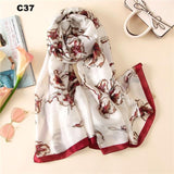 Digital Print Silk Scarf Women Florals Wraps Shawls and Scarf 180cm*90cm