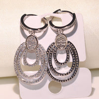 Luxury Jewelry 925 Sterling Silver noble Pave White Clear AAA CZ Drop Dangle Earrings For Women GiFT