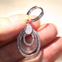 Luxury Jewelry 925 Sterling Silver noble Pave White Clear AAA CZ Drop Dangle Earrings For Women GiFT
