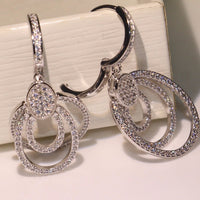 Luxury Jewelry 925 Sterling Silver noble Pave White Clear AAA CZ Drop Dangle Earrings For Women GiFT