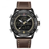 Fashion Gold Men Sport Watches Mens LED Analog Digital Watch Army Military Leather Quartz Watch Relogio Masculino