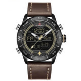 Fashion Gold Men Sport Watches Mens LED Analog Digital Watch Army Military Leather Quartz Watch Relogio Masculino