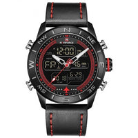 Fashion Gold Men Sport Watches Mens LED Analog Digital Watch Army Military Leather Quartz Watch Relogio Masculino