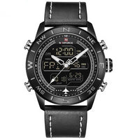 Fashion Gold Men Sport Watches Mens LED Analog Digital Watch Army Military Leather Quartz Watch Relogio Masculino