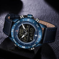 Fashion Gold Men Sport Watches Mens LED Analog Digital Watch Army Military Leather Quartz Watch Relogio Masculino