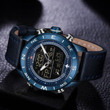 Fashion Gold Men Sport Watches Mens LED Analog Digital Watch Army Military Leather Quartz Watch Relogio Masculino