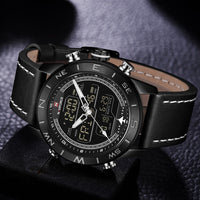 Fashion Gold Men Sport Watches Mens LED Analog Digital Watch Army Military Leather Quartz Watch Relogio Masculino