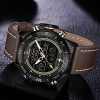 Fashion Gold Men Sport Watches Mens LED Analog Digital Watch Army Military Leather Quartz Watch Relogio Masculino