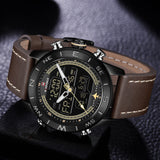 Fashion Gold Men Sport Watches Mens LED Analog Digital Watch Army Military Leather Quartz Watch Relogio Masculino