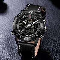 Fashion Gold Men Sport Watches Mens LED Analog Digital Watch Army Military Leather Quartz Watch Relogio Masculino