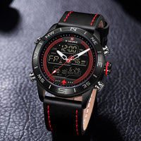 Fashion Gold Men Sport Watches Mens LED Analog Digital Watch Army Military Leather Quartz Watch Relogio Masculino