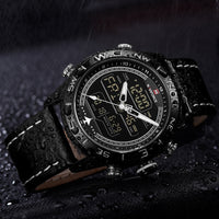 Fashion Gold Men Sport Watches Mens LED Analog Digital Watch Army Military Leather Quartz Watch Relogio Masculino