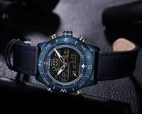 Fashion Gold Men Sport Watches Mens LED Analog Digital Watch Army Military Leather Quartz Watch Relogio Masculino