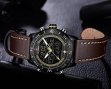 Fashion Gold Men Sport Watches Mens LED Analog Digital Watch Army Military Leather Quartz Watch Relogio Masculino