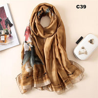Digital Print Silk Scarf Women Florals Wraps Shawls and Scarf 180cm*90cm