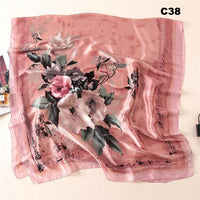 Digital Print Silk Scarf Women Florals Wraps Shawls and Scarf 180cm*90cm