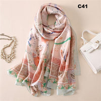 Digital Print Silk Scarf Women Florals Wraps Shawls and Scarf 180cm*90cm
