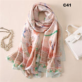 Digital Print Silk Scarf Women Florals Wraps Shawls and Scarf 180cm*90cm