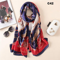 Digital Print Silk Scarf Women Florals Wraps Shawls and Scarf 180cm*90cm