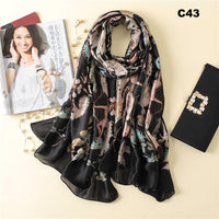 Digital Print Silk Scarf Women Florals Wraps Shawls and Scarf 180cm*90cm
