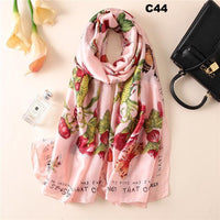 Digital Print Silk Scarf Women Florals Wraps Shawls and Scarf 180cm*90cm
