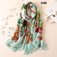 Digital Print Silk Scarf Women Florals Wraps Shawls and Scarf 180cm*90cm