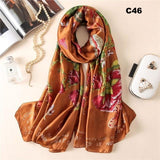 Digital Print Silk Scarf Women Florals Wraps Shawls and Scarf 180cm*90cm