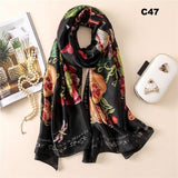 Digital Print Silk Scarf Women Florals Wraps Shawls and Scarf 180cm*90cm