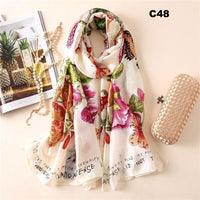 Digital Print Silk Scarf Women Florals Wraps Shawls and Scarf 180cm*90cm
