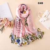 Digital Print Silk Scarf Women Florals Wraps Shawls and Scarf 180cm*90cm
