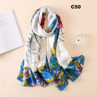 Digital Print Silk Scarf Women Florals Wraps Shawls and Scarf 180cm*90cm