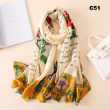 Digital Print Silk Scarf Women Florals Wraps Shawls and Scarf 180cm*90cm