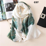 Digital Print Silk Scarf Women Florals Wraps Shawls and Scarf 180cm*90cm