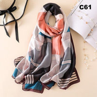 Digital Print Silk Scarf Women Florals Wraps Shawls and Scarf 180cm*90cm