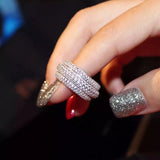 Wieck Full Pave AAA Cubic Zirconia 925 Sterling Silver Simulated stones Women Wedding Engagement Band Ring Size5-11