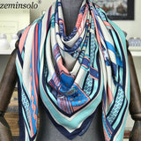 New Design Spring Summer Square Scarves For Women Fashion Women Print Chain Twill Silk Scarf Luxury Brand Shawl Bandana