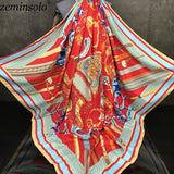 New Design Spring Summer Square Scarves For Women Fashion Women Print Chain Twill Silk Scarf Luxury Brand Shawl Bandana