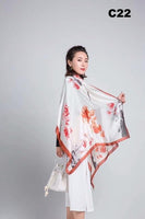 Women Silk Scarf Designer Plaid Summer Beach Shawls and Foulard Wrap Scarves Female Pure Silk Beach Stole