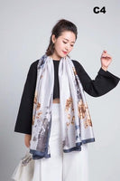 Women Silk Scarf Designer Plaid Summer Beach Shawls and Foulard Wrap Scarves Female Pure Silk Beach Stole