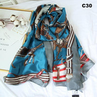 Women Silk Scarf Designer Plaid Summer Beach Shawls and Foulard Wrap Scarves Female Pure Silk Beach Stole