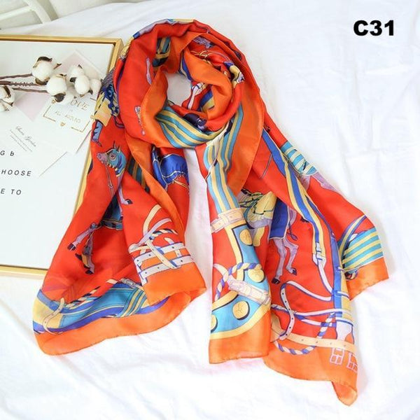 Women Silk Scarf Designer Plaid Summer Beach Shawls and Foulard Wrap Scarves Female Pure Silk Beach Stole