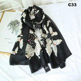 Women Silk Scarf Designer Plaid Summer Beach Shawls and Foulard Wrap Scarves Female Pure Silk Beach Stole